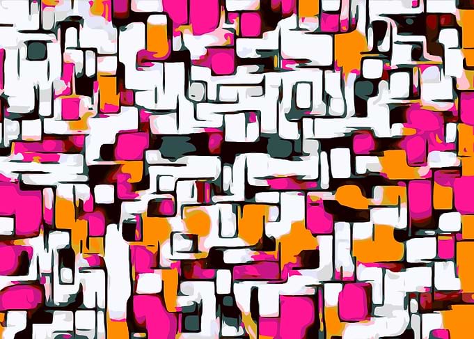 pink orange and black lines drawing abstract with white ...