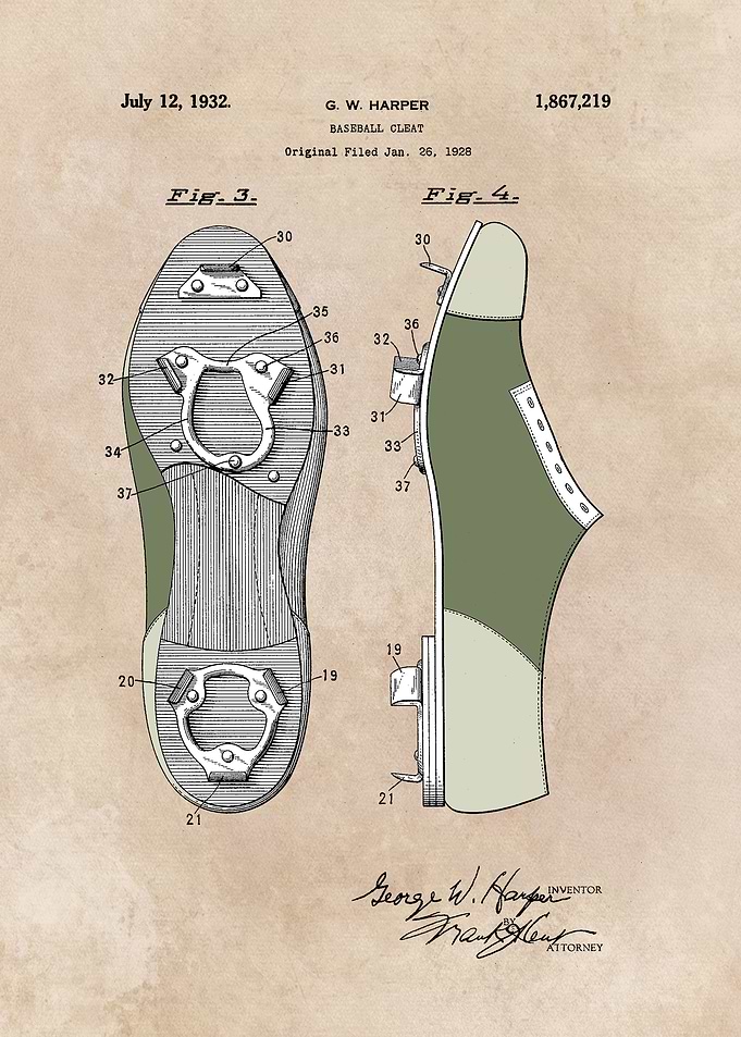 patent - Harper - Baseball cleat - 1928
