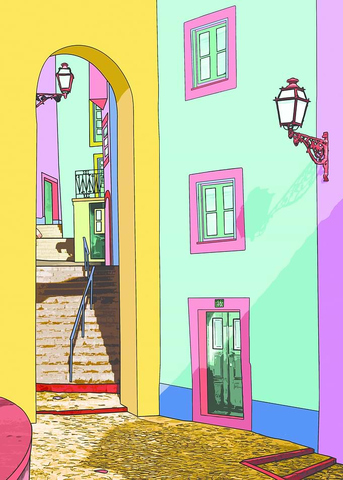 Alfama street, photography taken in Alfama, Lisbon. A P ...