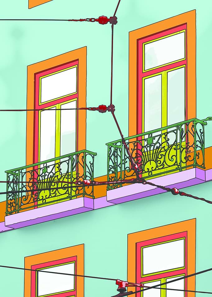 Baixa baldonies, photography taken in Lisbon. A Pop art ...