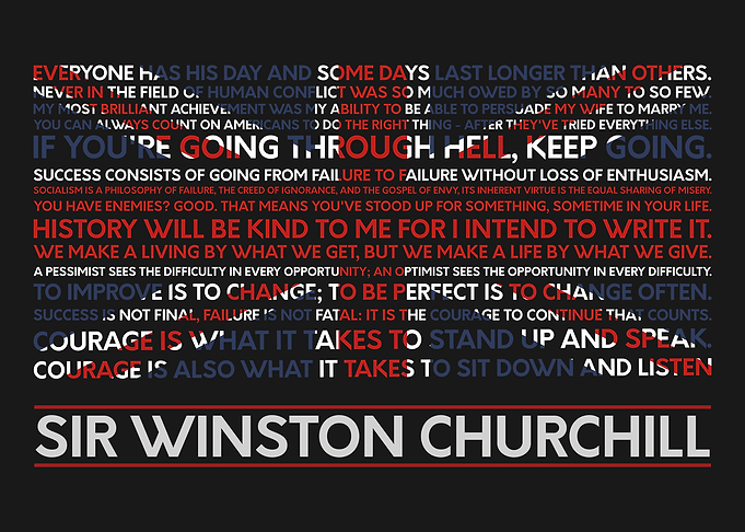 A typographic Churchill poster of some of his most memo ...