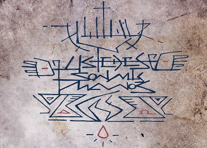 Hand drawn illustration or drawing of Jesus Christ at t ...