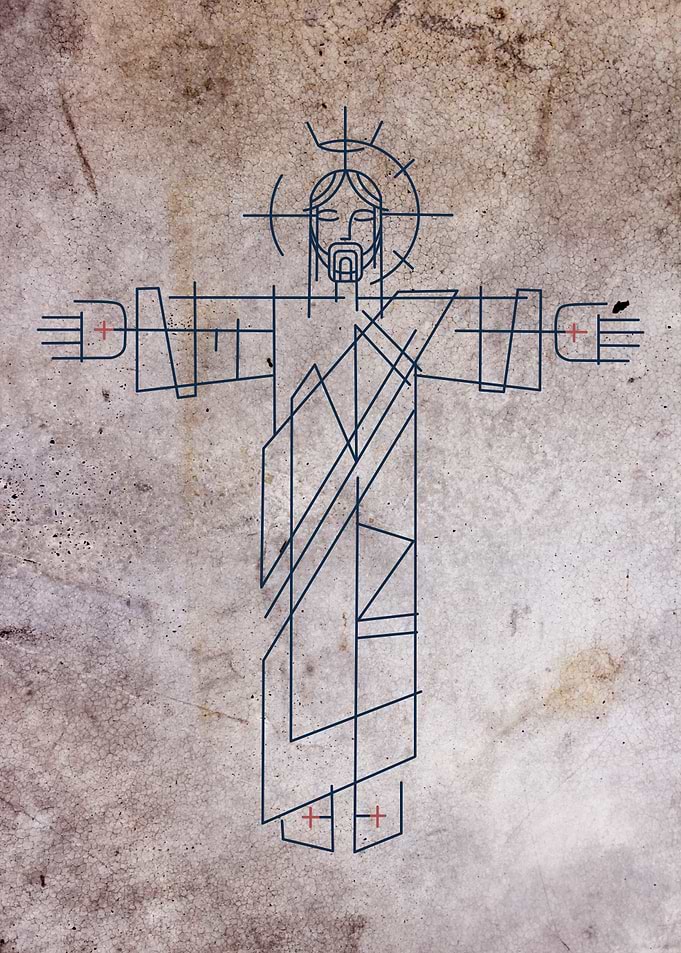 Illustration or drawing of Jesus Christ in a minimalist ...