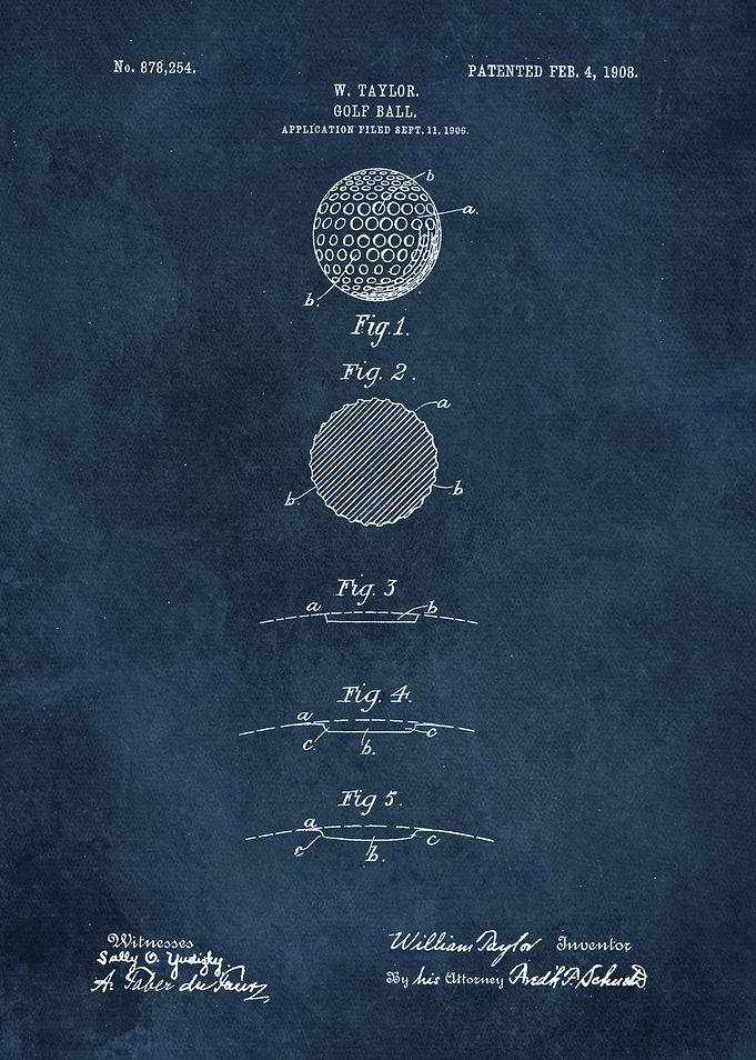 patent - Taylor - Golf Ball - 1908