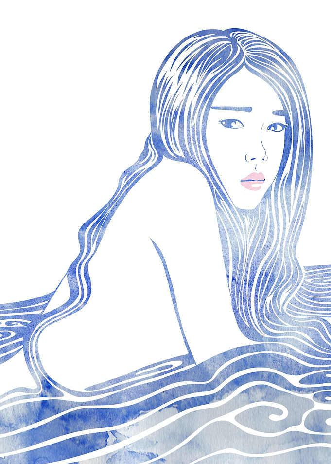 Water Nymph LXXVI - A mythological se nymph rendered in ...