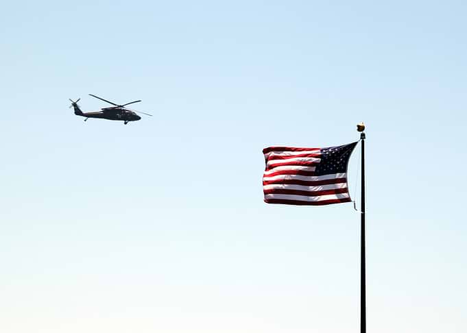 USA Flag Helicopter USA helicopter flying by a US flag ...