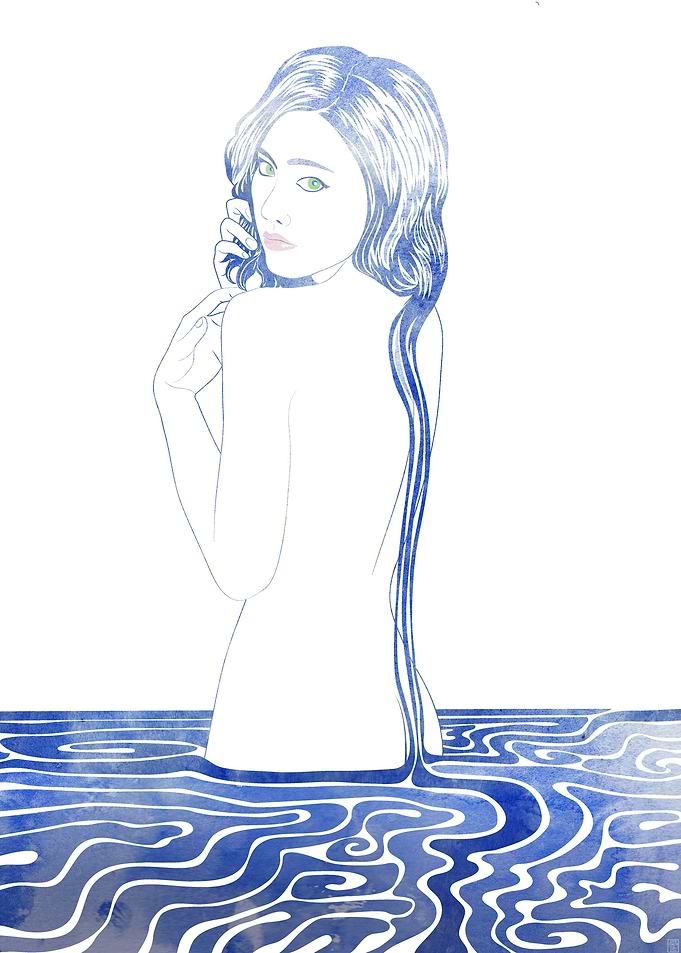 Water Nymph LXXVII - A mythological sea nymph rendered ...