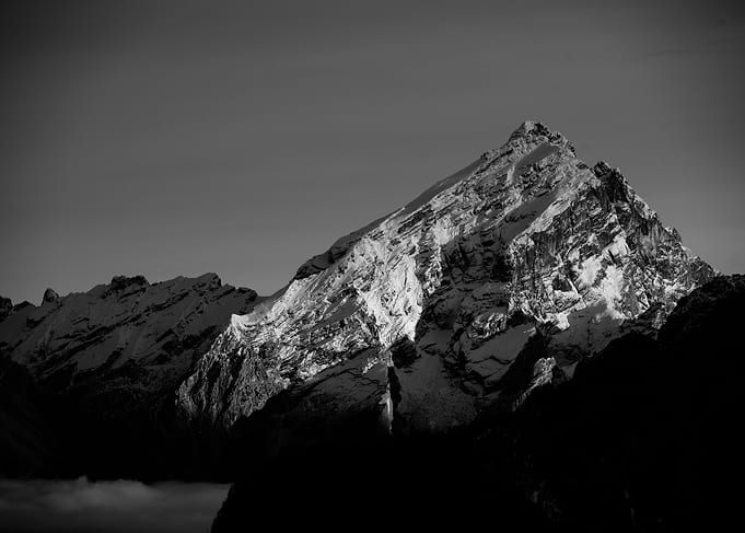 Shining over darknessMount Antelao at sunset above the ...