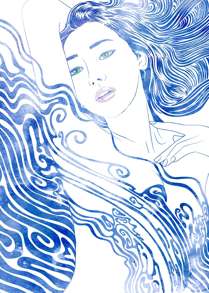 Water Nymph LXXVIII • A mythological sea nymph rendered ...