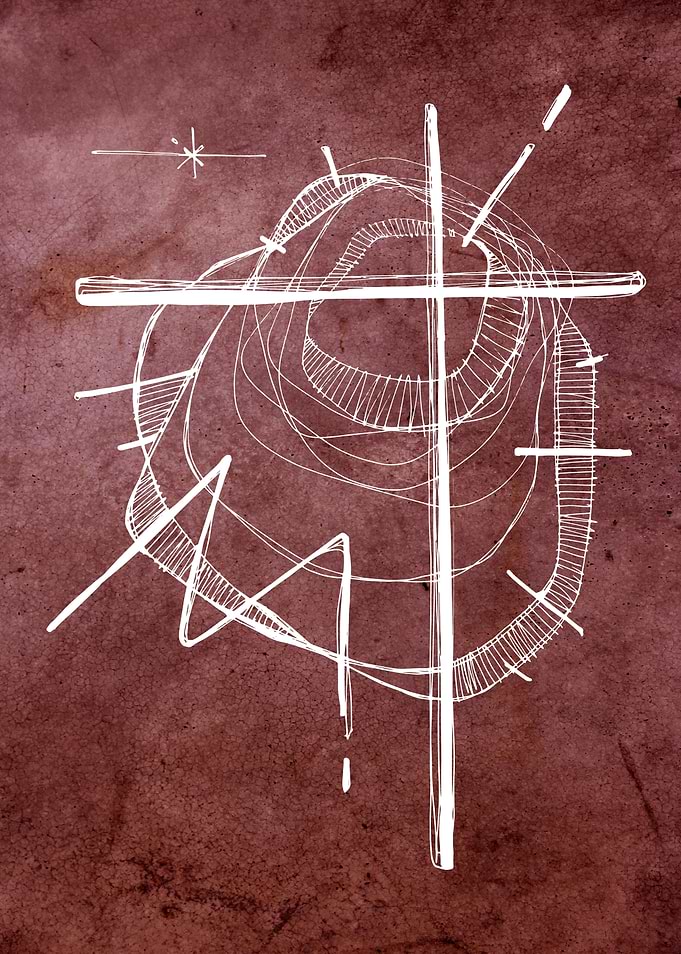 Hand drawn illustration or drawing of a Christian Cross ...