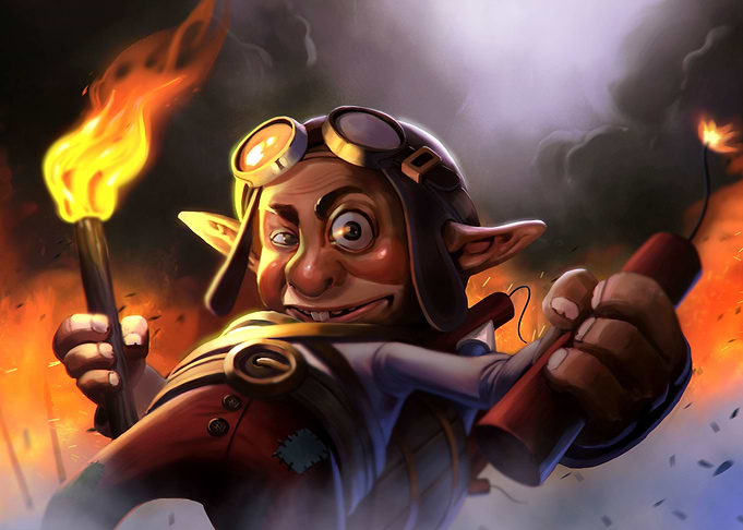 Digital portrait of a Gnome Pyrotechnic character.