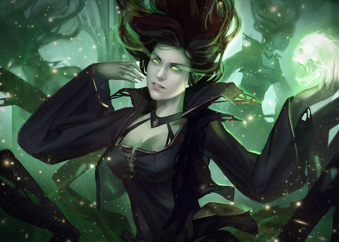 Digital portrait of a Banshee Queen character.
