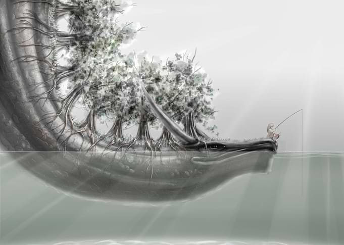 Fishing in the woods