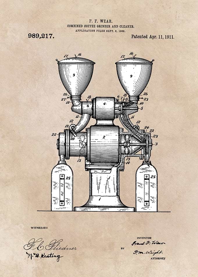 patent art Wear Combined Coffee grinder and cleaner 191 ...