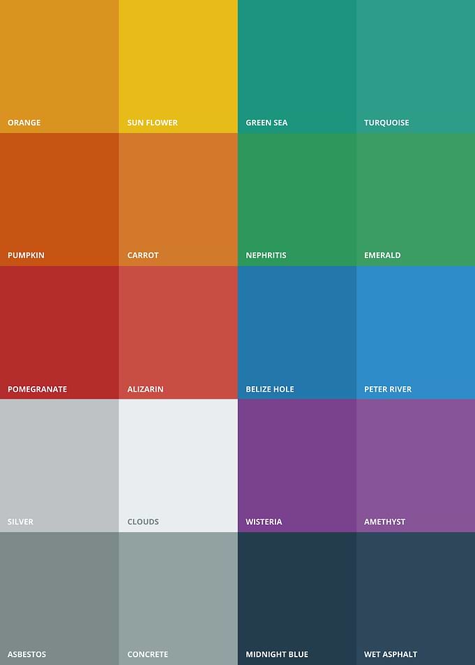 A flat UI colour palette for web designers