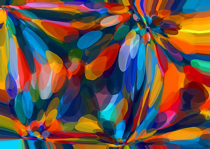 blue red orange yellow circle pattern abstract backgrou ...