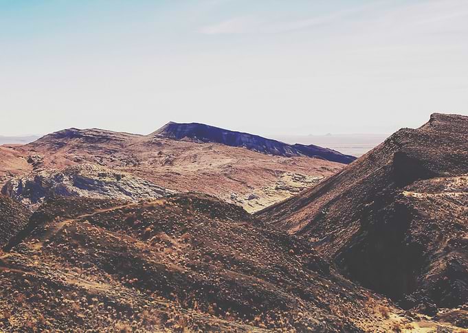 desert and mountain with blue sky in summer