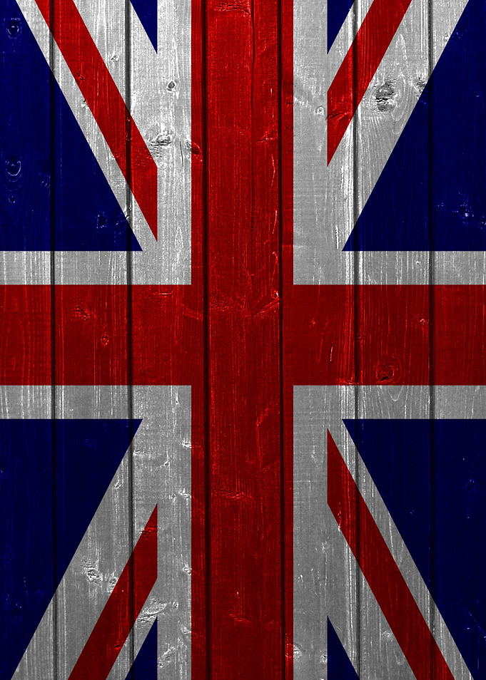 The Union Jack designed using a vintage wood texture.