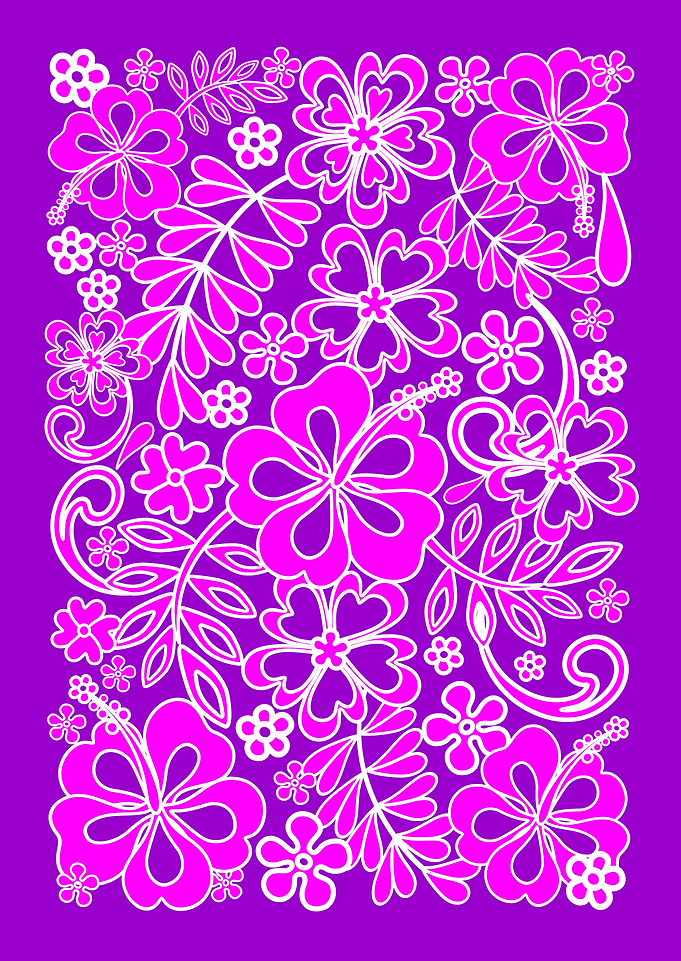 Hibiscus Pink and Purple Pattern