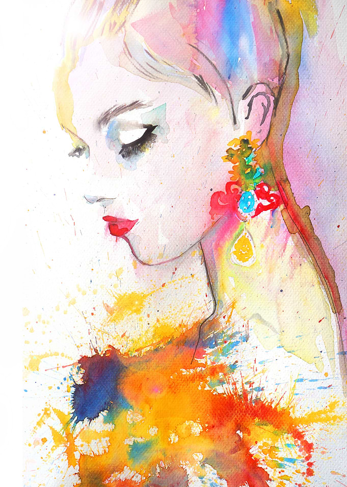 Fashion illustration with romantic, whismical, abstract ...