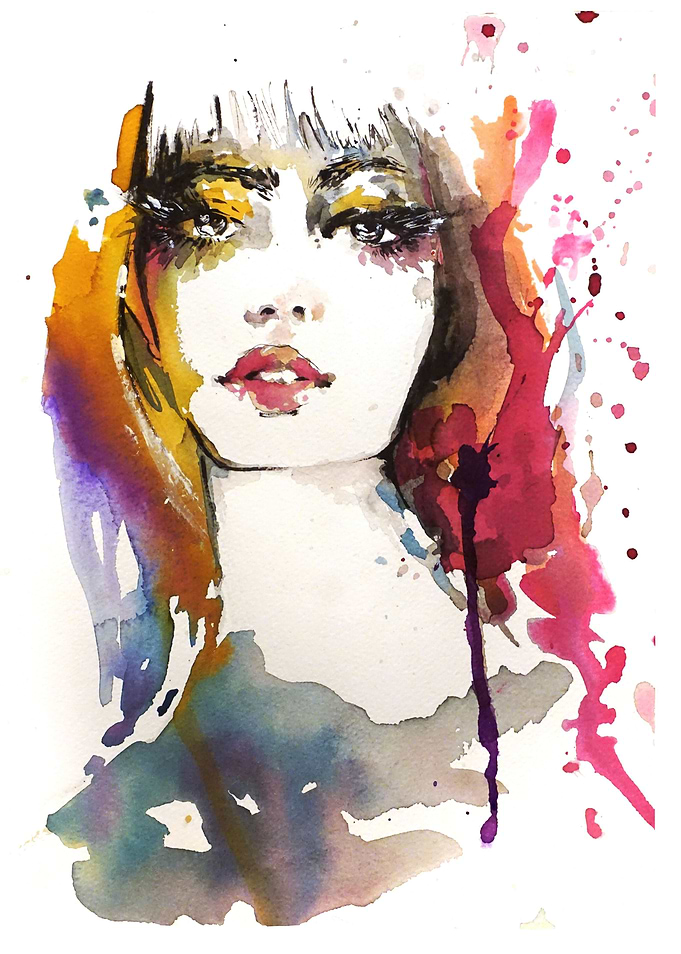 Fashion illustration with romantic, whismical, abstract ...