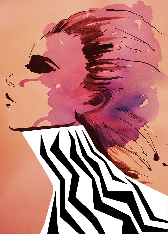 Fashion illustration with romantic, whismical, abstract ...