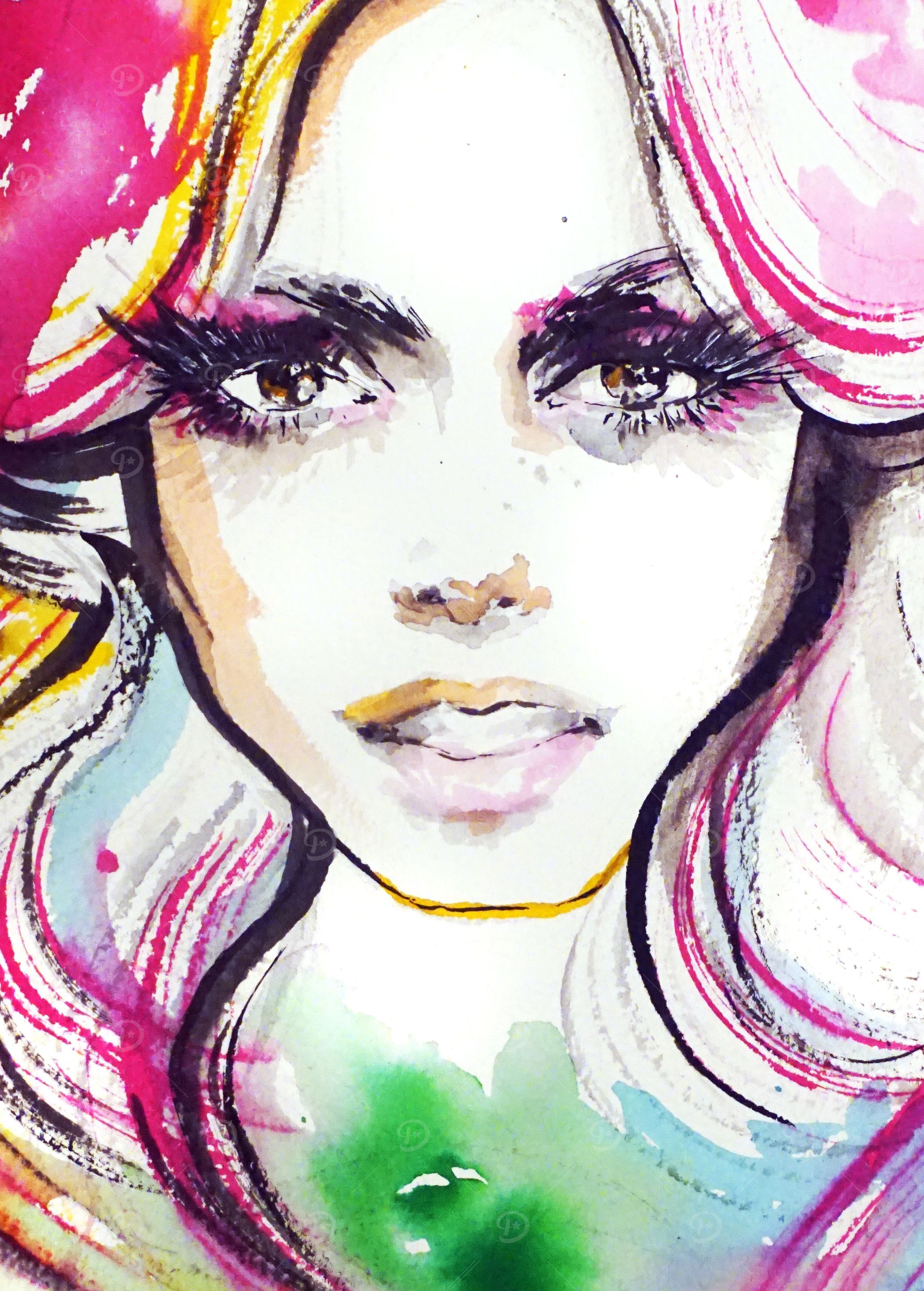 Fashion illustration with romantic, whismical, abstract ...