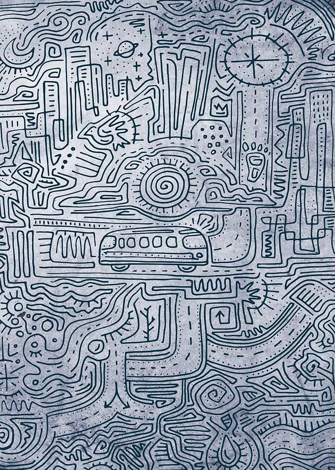 Hand drawn illustration or drawing of an urban maze and ...