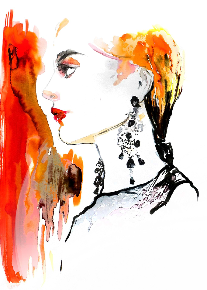 Fashion illustration with romantic, whismical, abstract ...