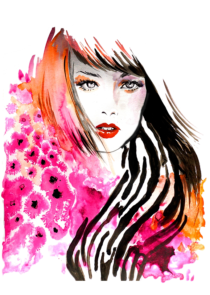 Fashion illustration with romantic, whismical, abstract ...