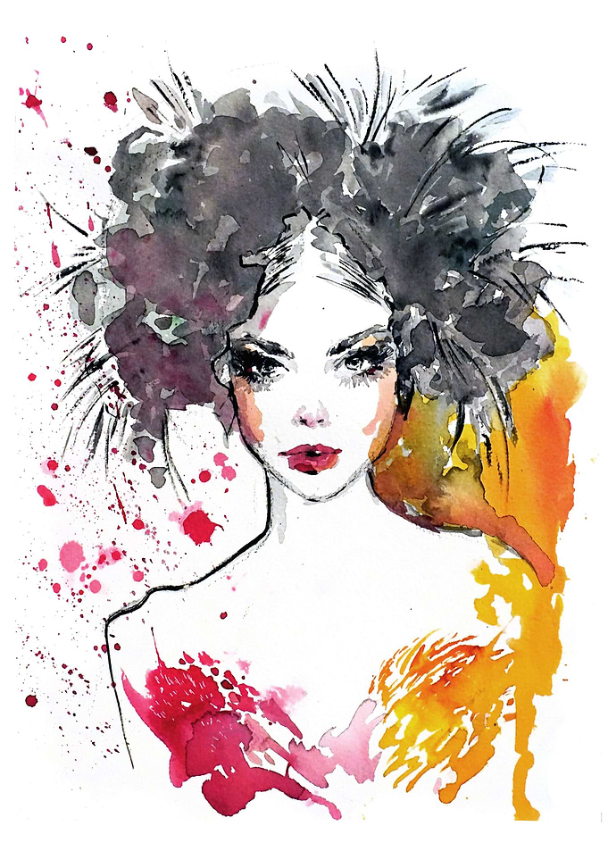 Fashion illustration with romantic, whismical, abstract ...