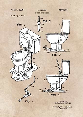 patent art Fields Toilet seat lifter 1967
