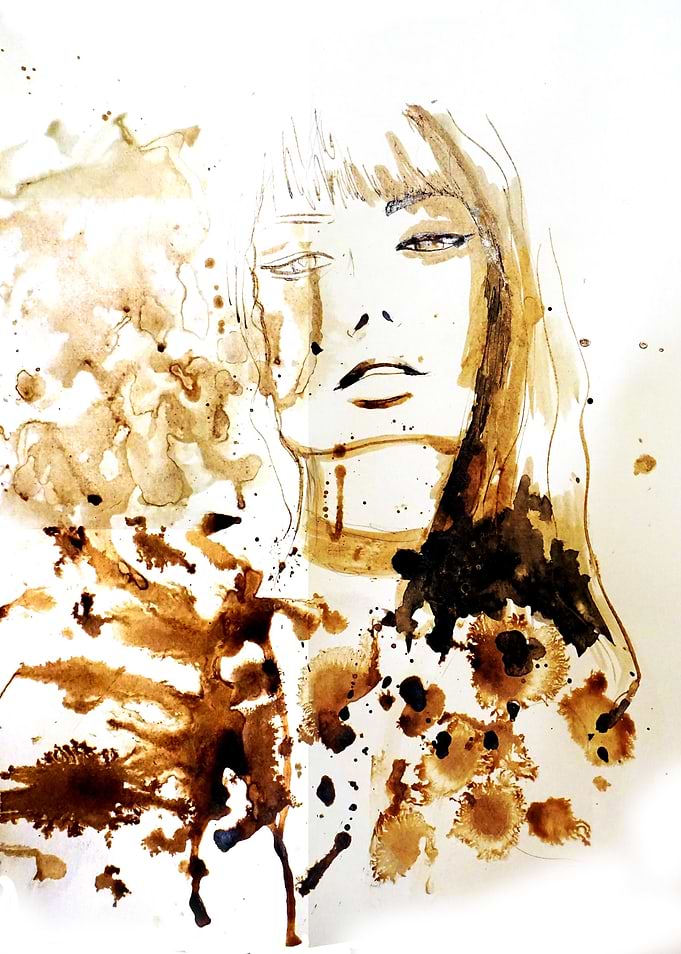 Fashion illustration with romantic, whismical, abstract ...