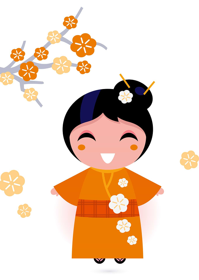 New Geisha isolated on white background. New contempora ...