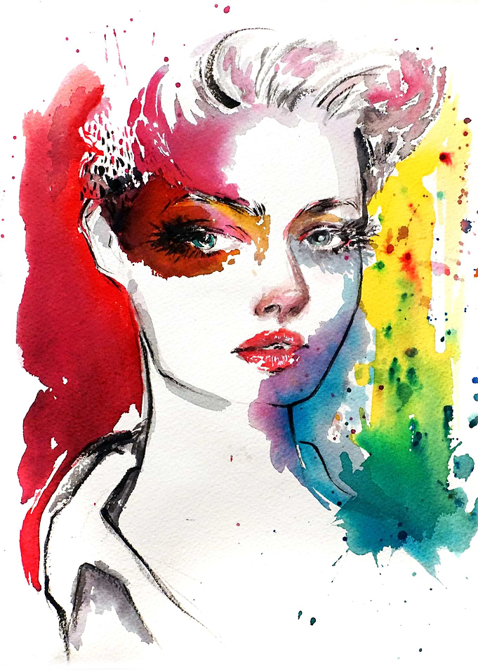 Fashion illustration with romantic, whismical feel in b ...