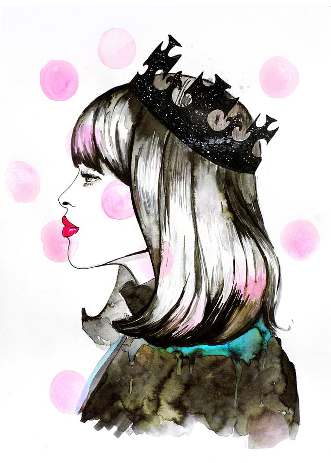 Fashion illustration with romantic, whismical, abstract ...