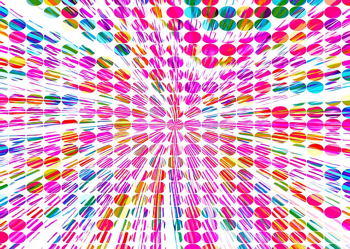pink blue and yellow circle pattern abstract background ...