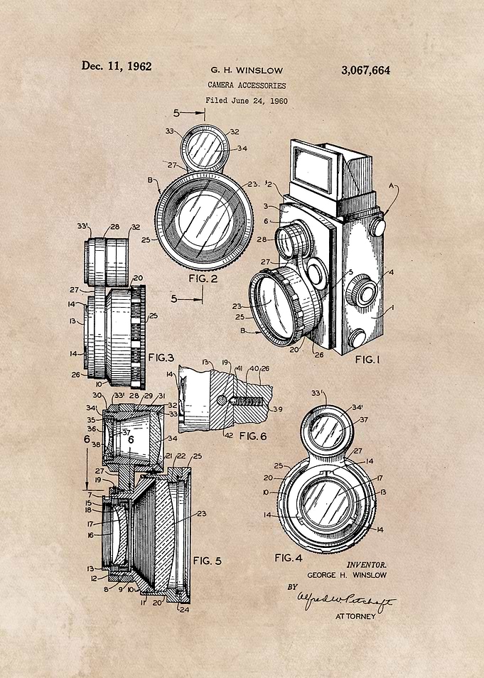 patent art Winslow Camera Accessories 1960