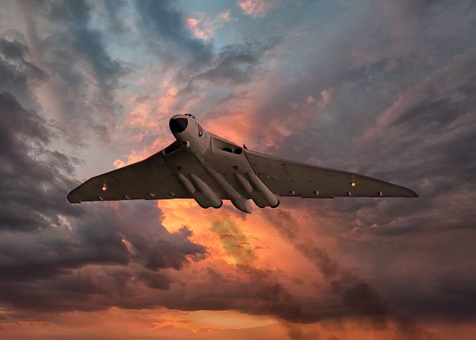 Vulcan Bomber in Anti-Flash White gets airborne