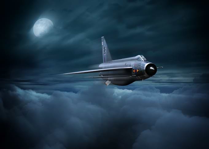 11 Squadron Lightning Jet thunders through the night