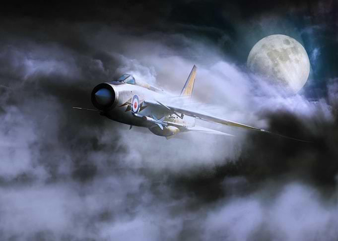 RAF Lighting F3 under a full moon