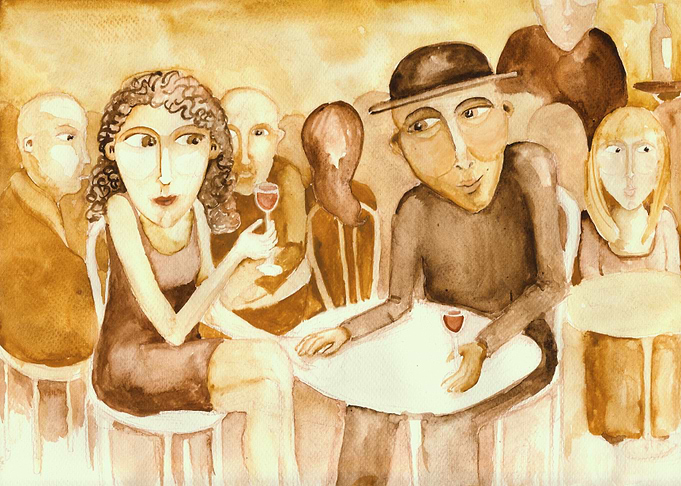 Meeting at a cafe.