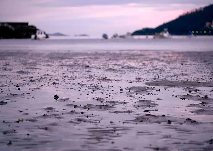 A low tide beach at sunset. Placed in the Death Coast i ...