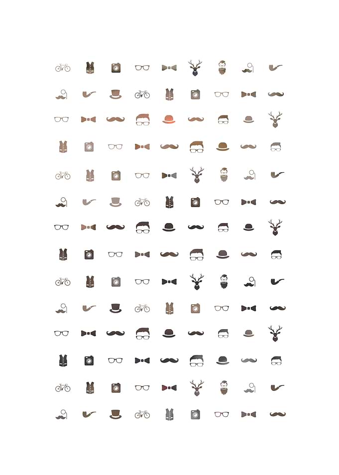 Hipster icons in textiles