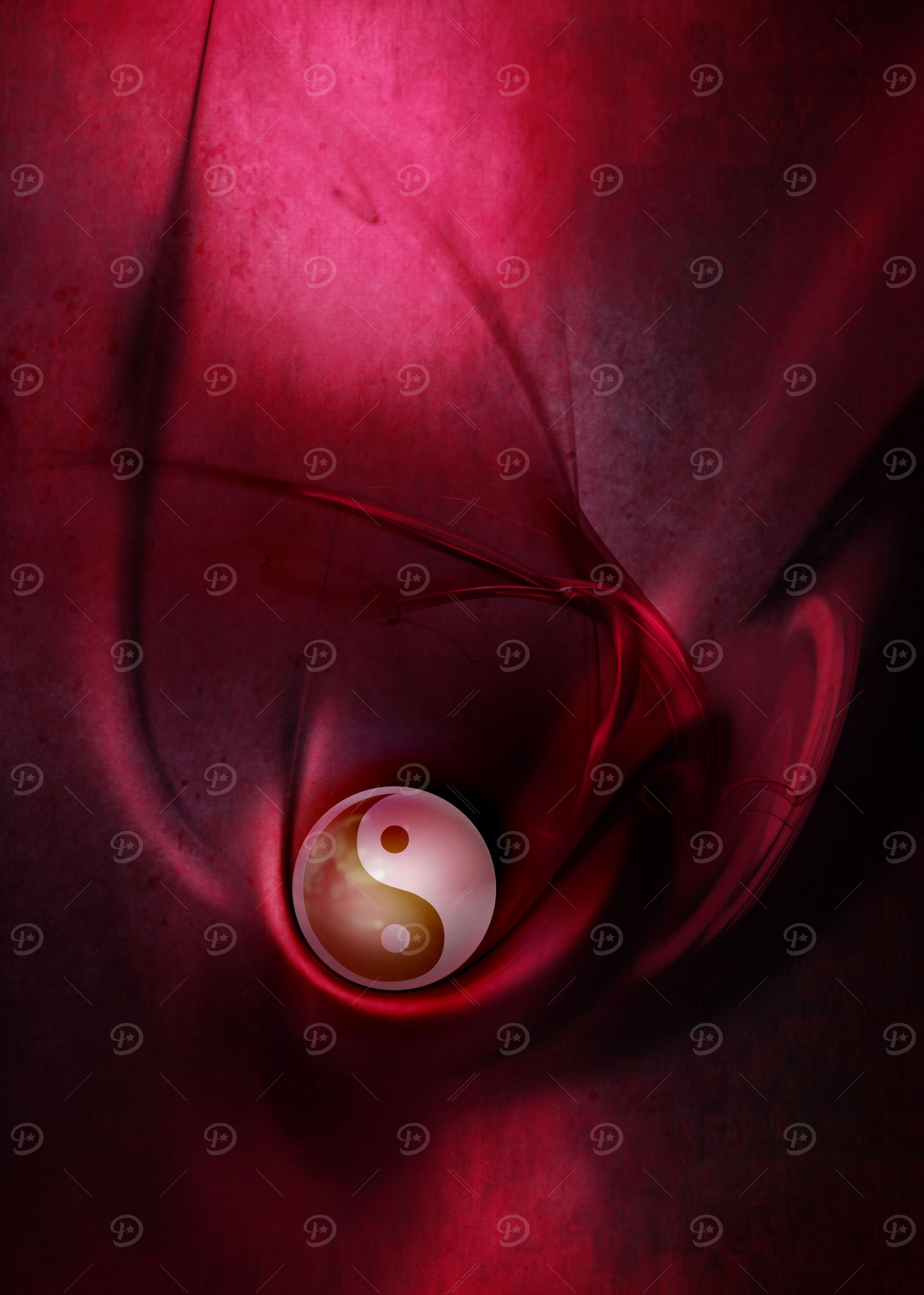 Yin Yang in red and pink