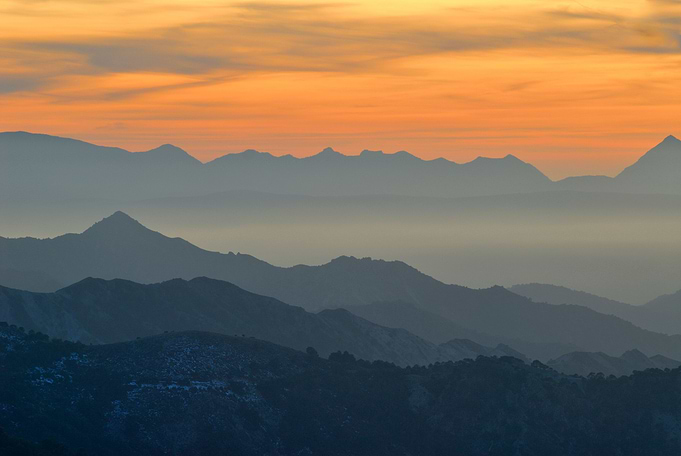 Sunset at the mountains. Sierra Nevada National park