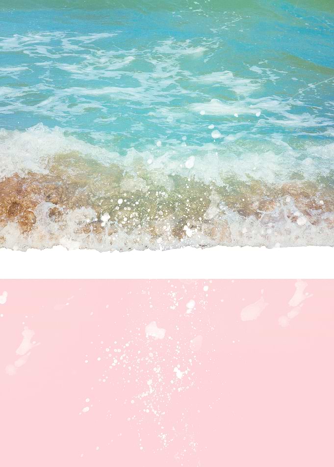 A blue sea wave on a pink and white striped underground ...