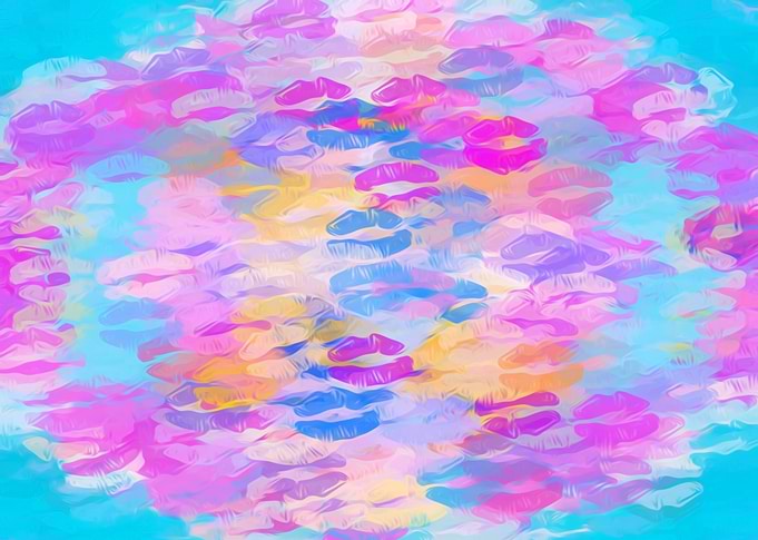 pink blue and purple kisses lipstick abstract backgroun ...