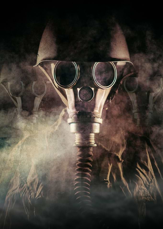 Soldiers in gas masks
