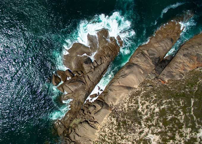 Top down photo of coastline of Yorke Peninsula, South A ...